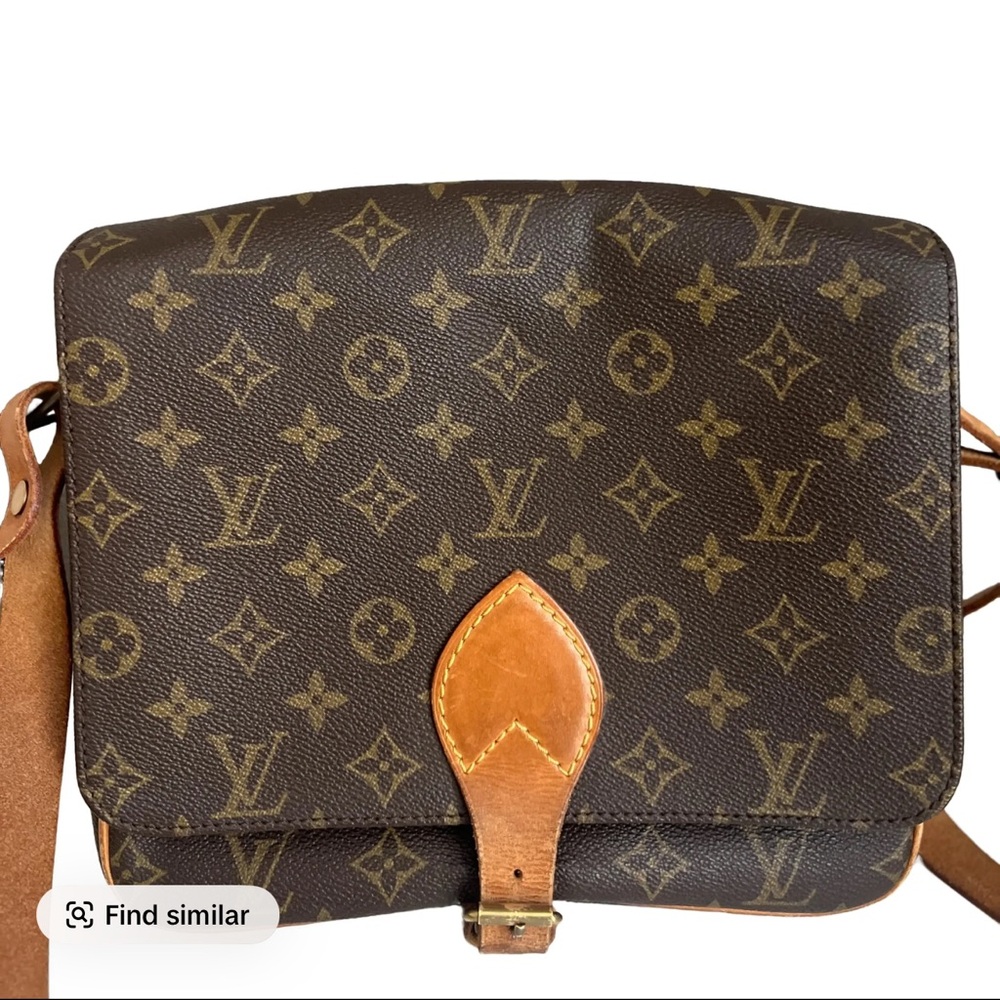 Authentic Louis Vuitton Monogram Canvas Crossbody in Brown with Tan Trim